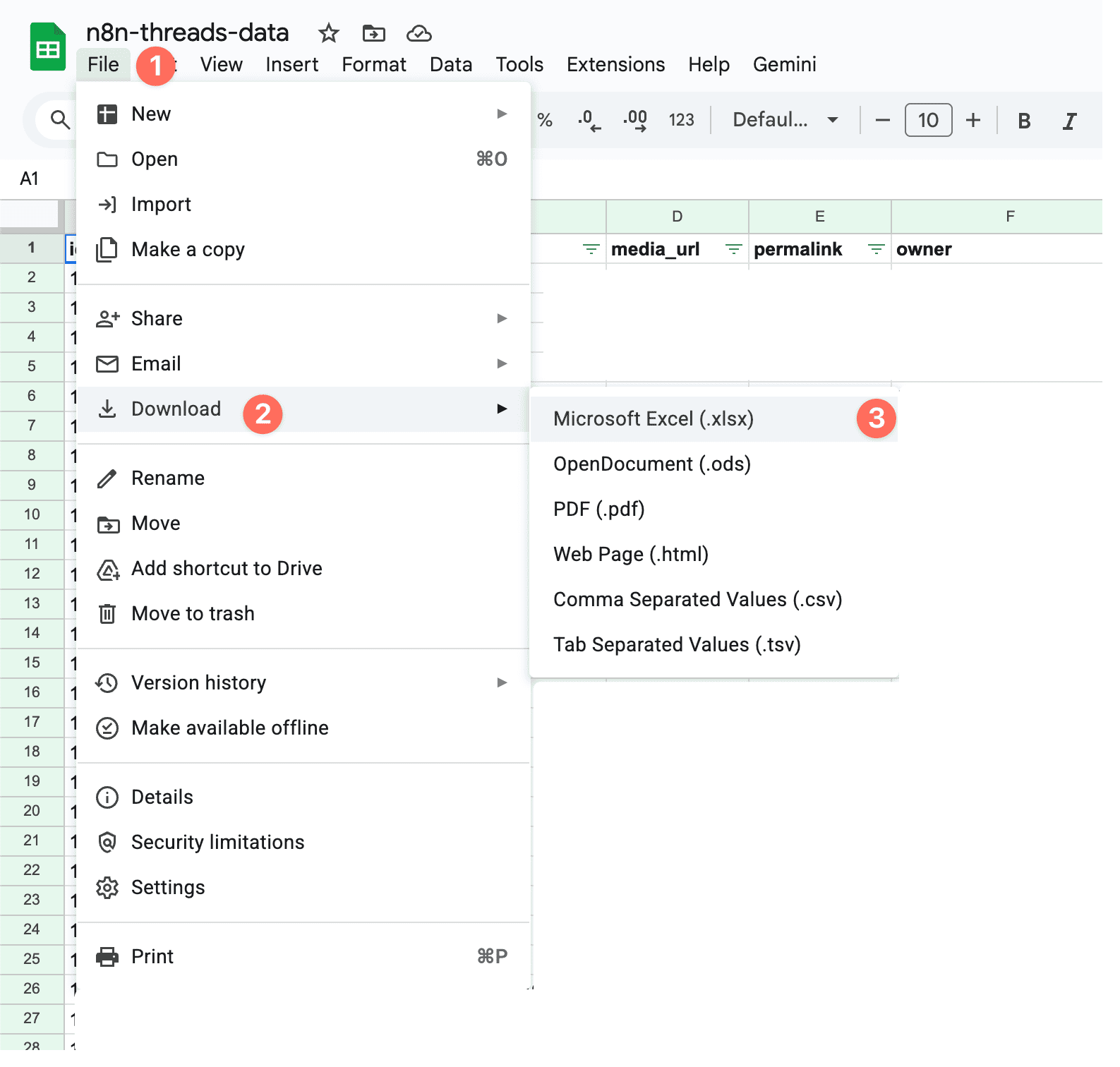 Google Sheets 下載步驟